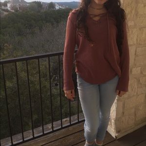 Pink Cross Top Charlotte Russe Hoodie Seatshirt